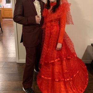 Lydia Beetle Juice costume red wedding dress